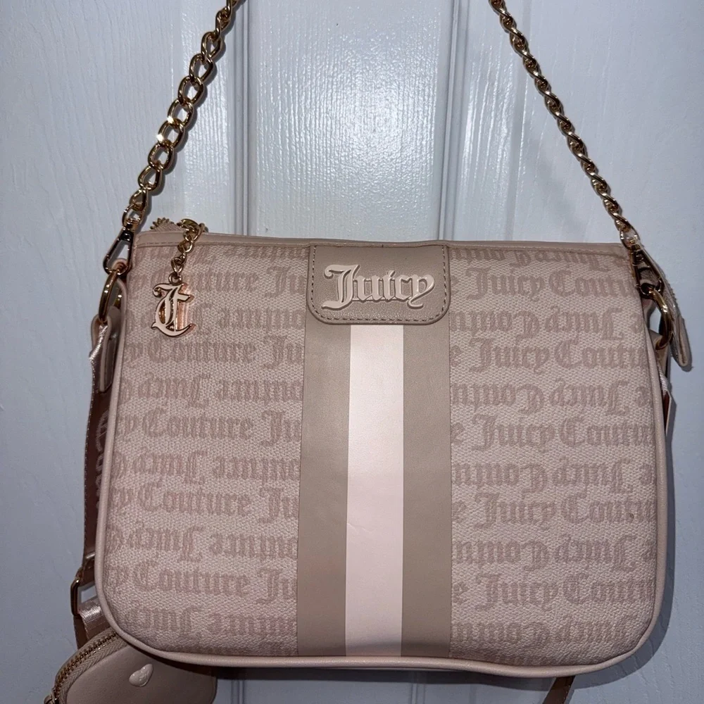 NWT Juicy Couture State Of My Heart Crossbody Bag & Pouch in Sandstone